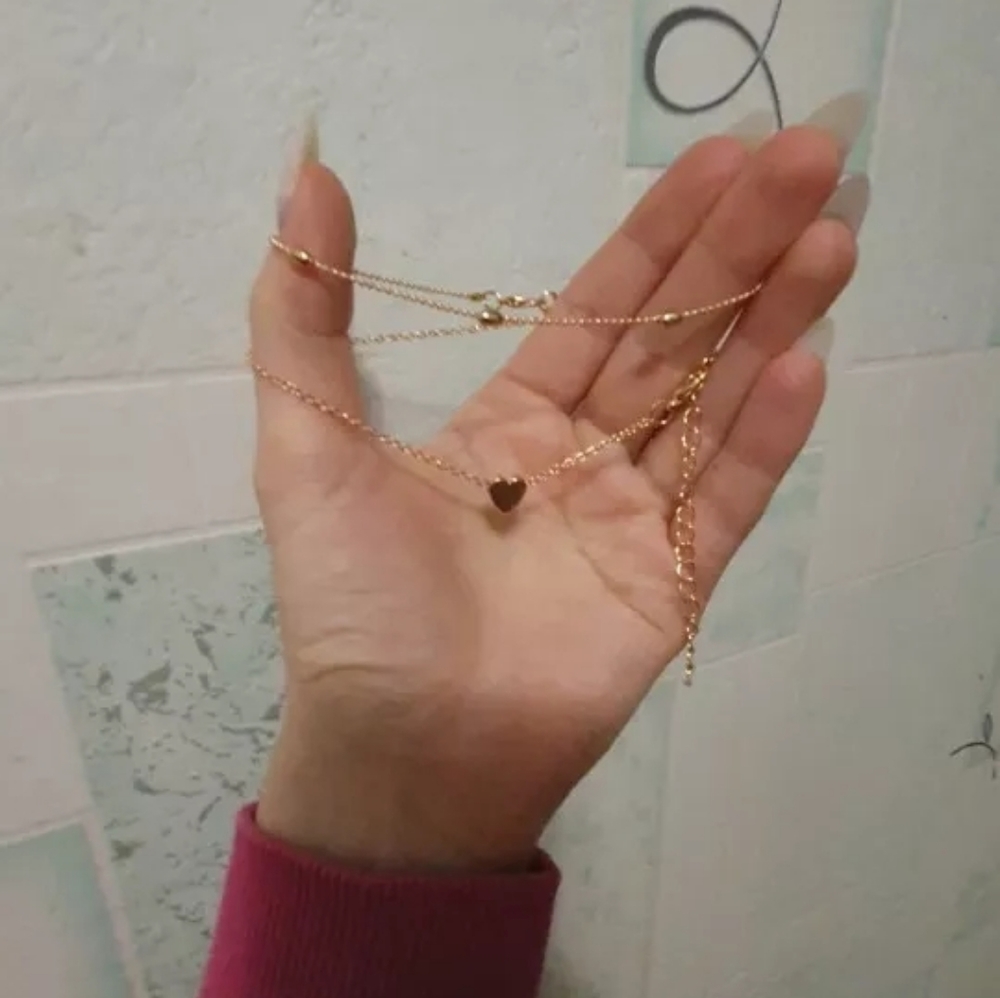 NEW Gold Double Layer Heart Ball Ankle Bracelet - Picture 15 of 16